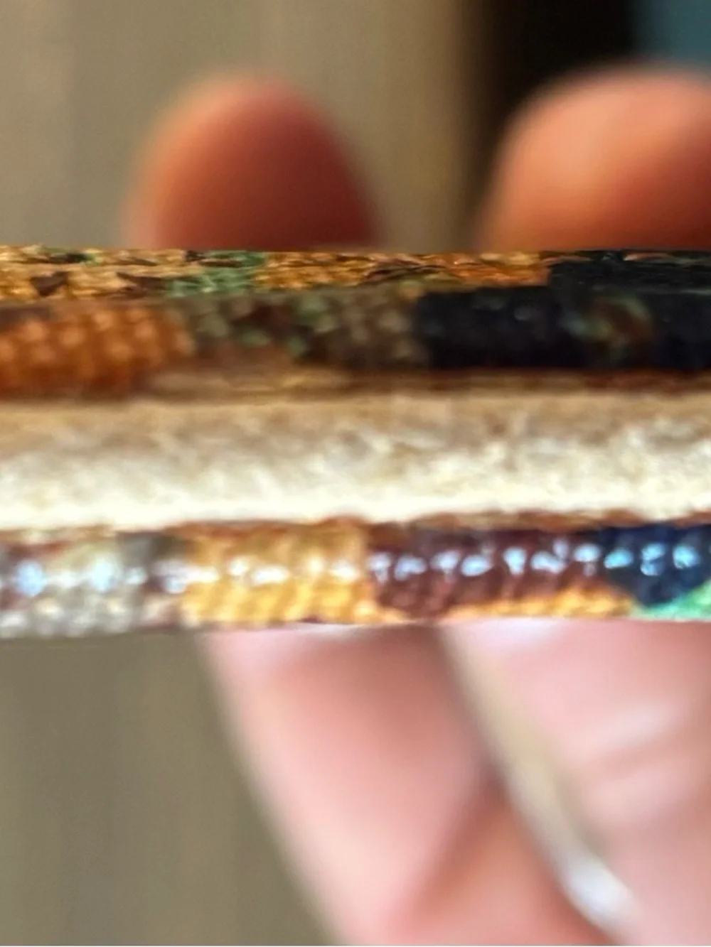 Fossil Floral Canvas Coin Pouch in Brown, Green & Peach - Picture 7 of 10